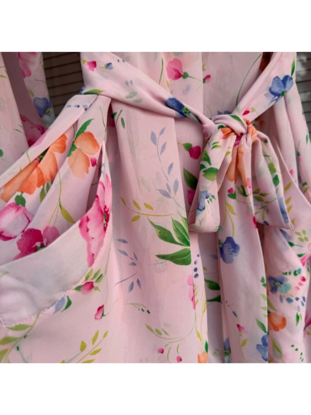 Victoria's Secret Kimono Sexy Robe Lingerie O/S  Pink Blue Floral Tie Loungewear - Picture 12 of 14